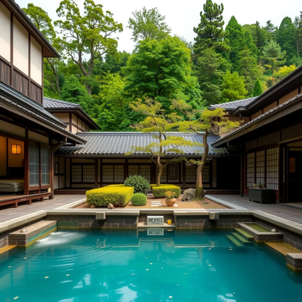 Traditional luxury Japanese ryokan with authentic architecture, private hot springs, and serene garden views for cultural immersion